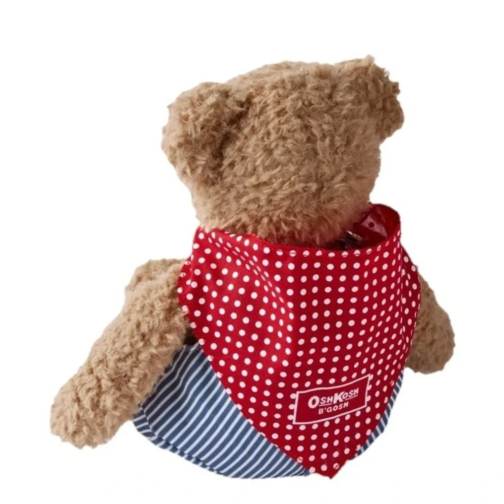 Oshkosh Tosh B'gosh' Girl Bear Plush Hickory Stripe Skirtall Red Bandana Bow New